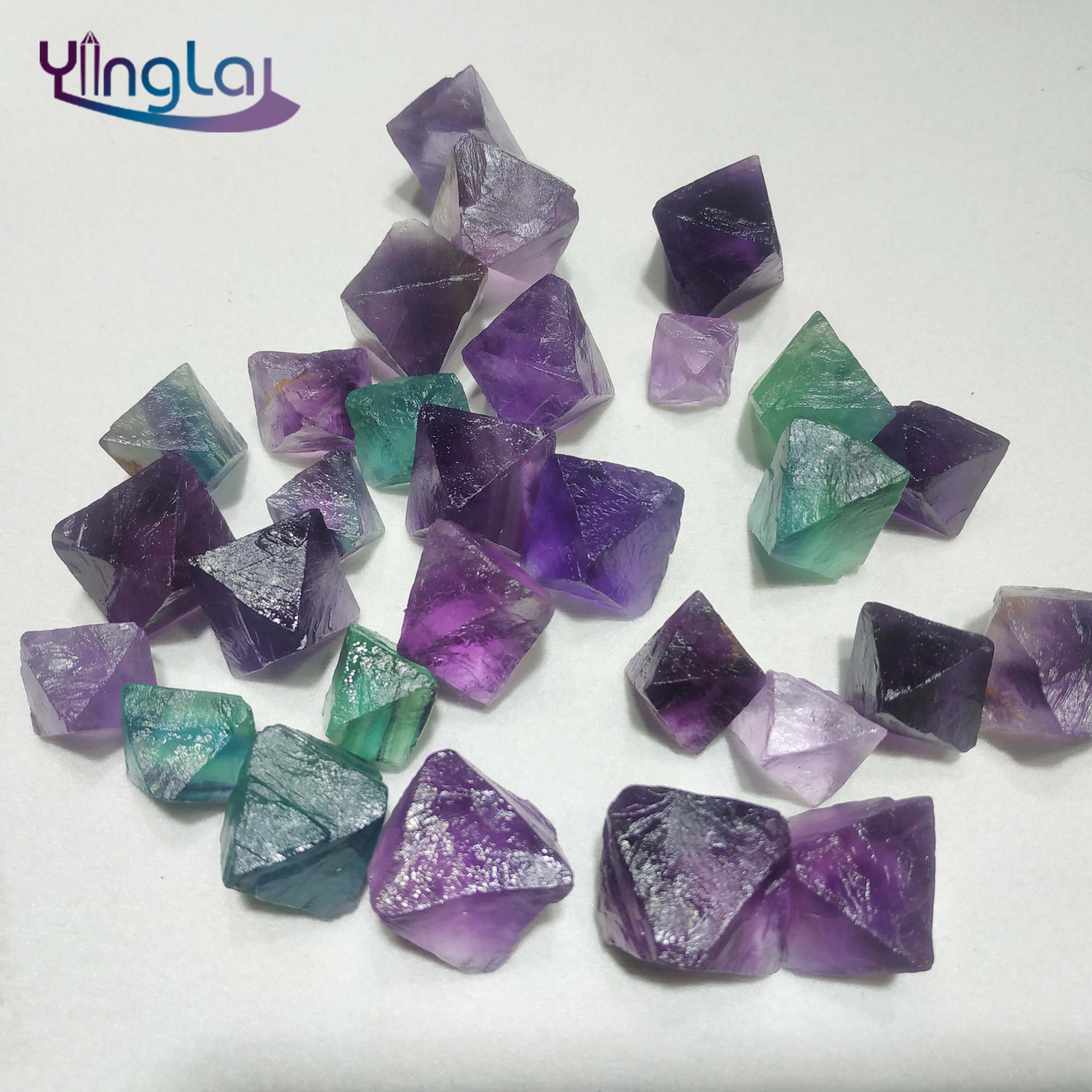 Природный Флюорит octahedron кристалл Радуга флюорит резьба камень
