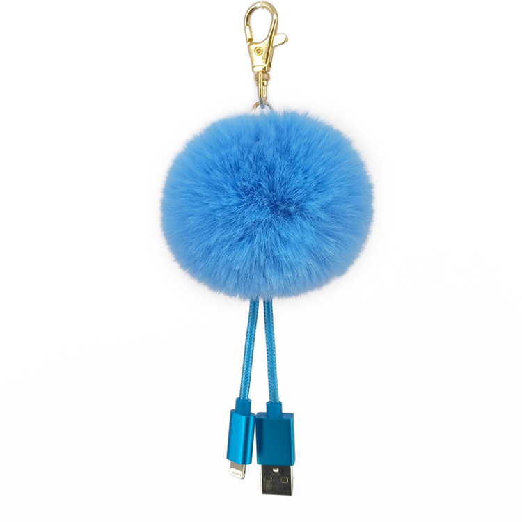 Yonze usb пушистый слойка мяч сумка очаровательные Меховые помпоны Мода искусственный мех сумки из натуральной кожи штырьковые usb шнуры для плюшевый брелок для ключей