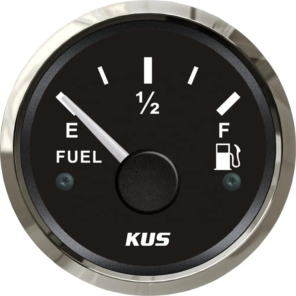 KUS Black Face 52mm Fuel Oil Level Gauge 12V/24V 0-190ohm With Backlight