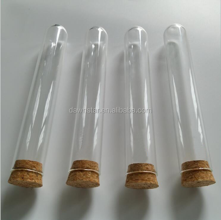 Round Bottom Design Custom Size Reserved Clear Glass Test Tube With Cork Lid