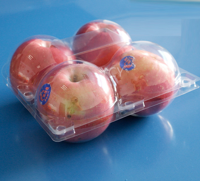 custom plastic clamshell fruit blister packaging box for 4 pcs apple