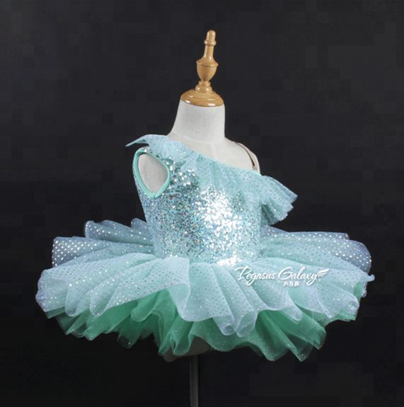 pale green dance wear ruffle shiny ballet tutu skirt lovely girl dance costume