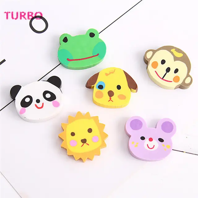 Korean New popular children school stationery Wholesale best price lovely Rubber 3d animal shapes erasers mini eraser gift set