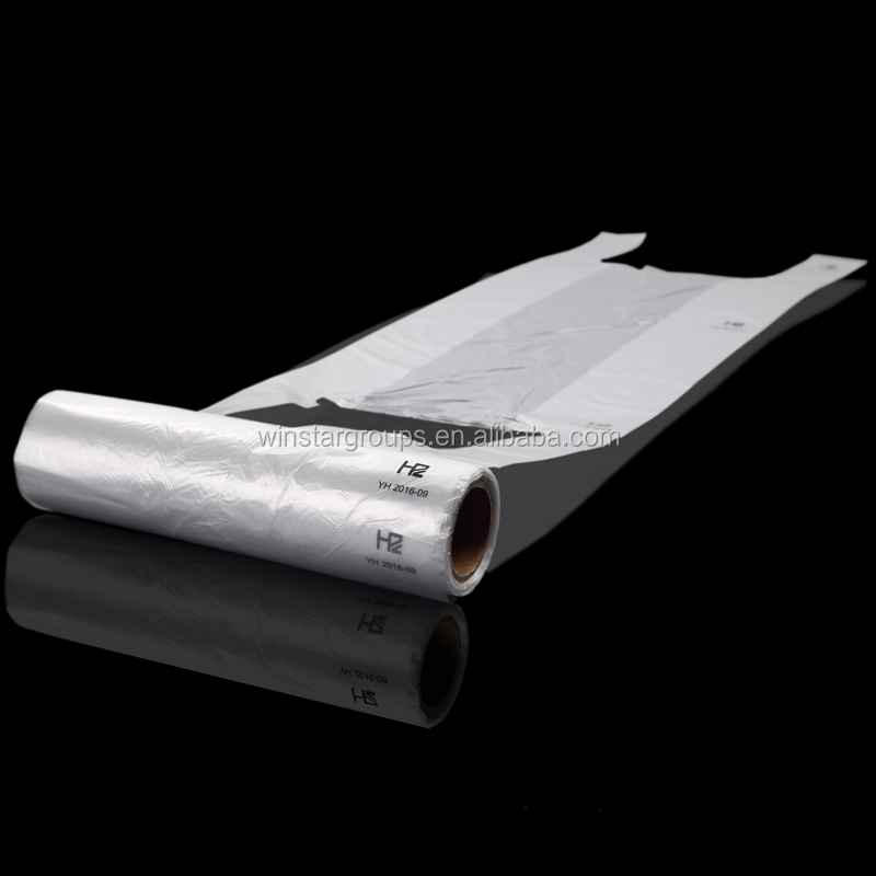 HDPE дешевые пластиковые прозрачные футболка мешок на крене