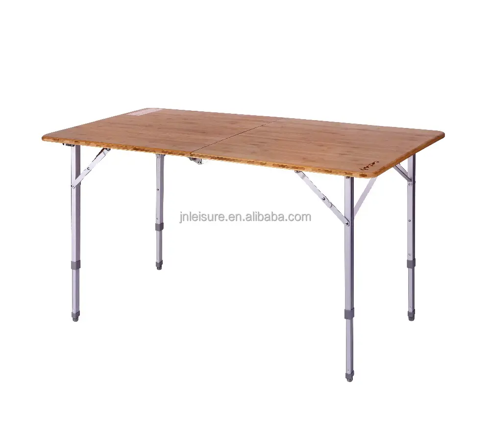 High quality folding picnic wood table with 2-Folded Bamboo Table with adjustable legs