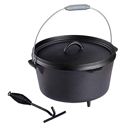 4.5 Quart Pre-Seasoned Cast Iron Camping Dutch Oven