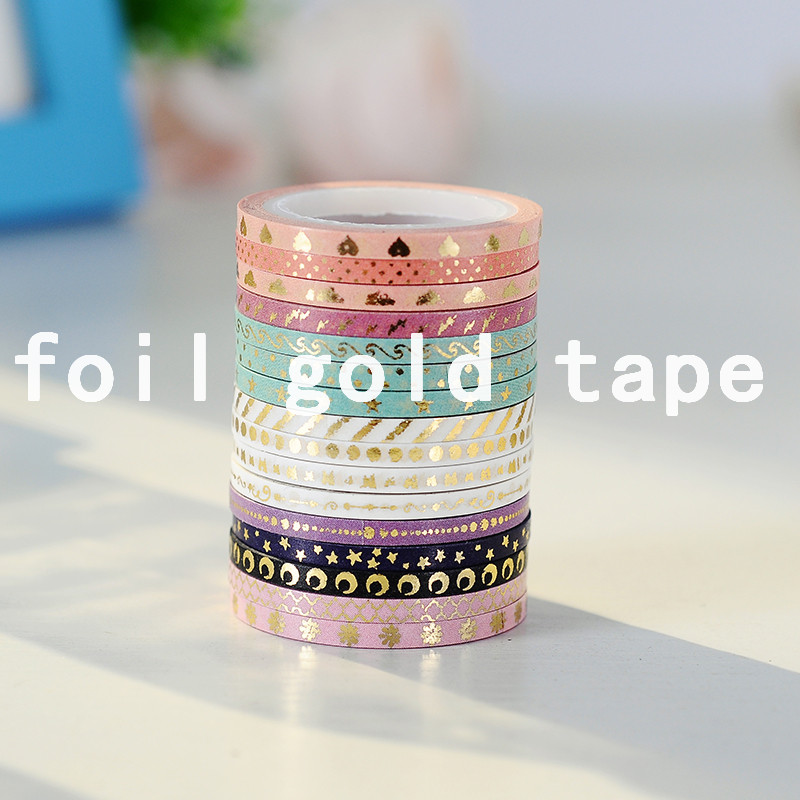 16 рулонов тонкой золотой тонкой ленты washi