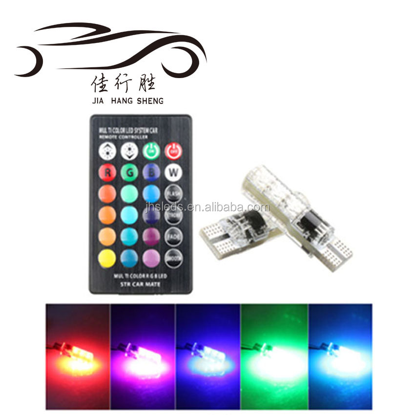 Новейшая силиконовая Светодиодная лампа для чтения RGB T10 5050 6SMD с управлением 12 В, сигнальная лампа с клиновидным цоколем для универсальных автомобильных фар