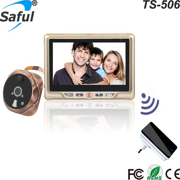 Высокой четкости при обнаружении движения записываемый 4,3 "TFT-LCD цифровой дверной глазок для безопасности