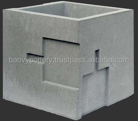 Square Lightweight Cement Pots, GRC (Glass Reinformed Concrete) pots, Small lightweight cement planter