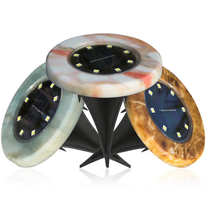 Simulated Marble solar powered led ground light energy saving garden lamp for road CE pathway light 8 led path light