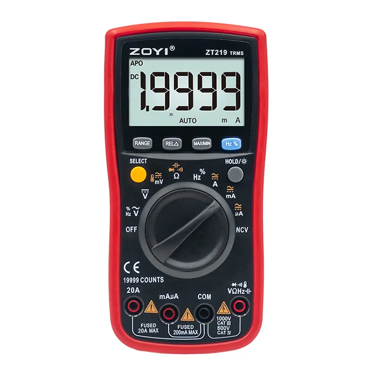 ZOYI Handheld True RMS multimeter 19999 count Auto range digital LCD multimeter Ncv inductive electrical measurement multimeter