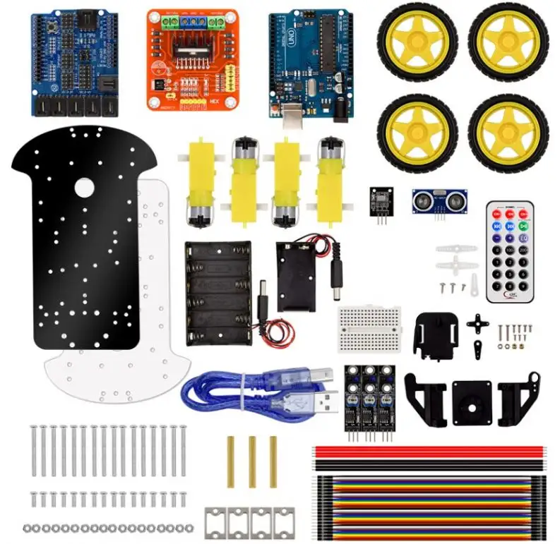 High Quality Robot Smart Car Multi-Functional 4WD Assembly Kit DIY Educational Mini Breadboard For Uno R3