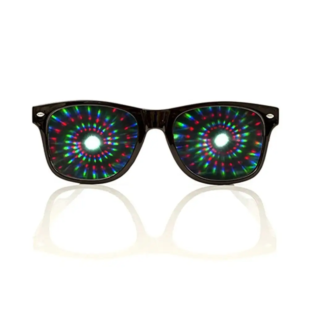Custom Logo Premium Spiral Diffraction 3D Rave Prism Gratings Glasses Spirals Lens Plastic