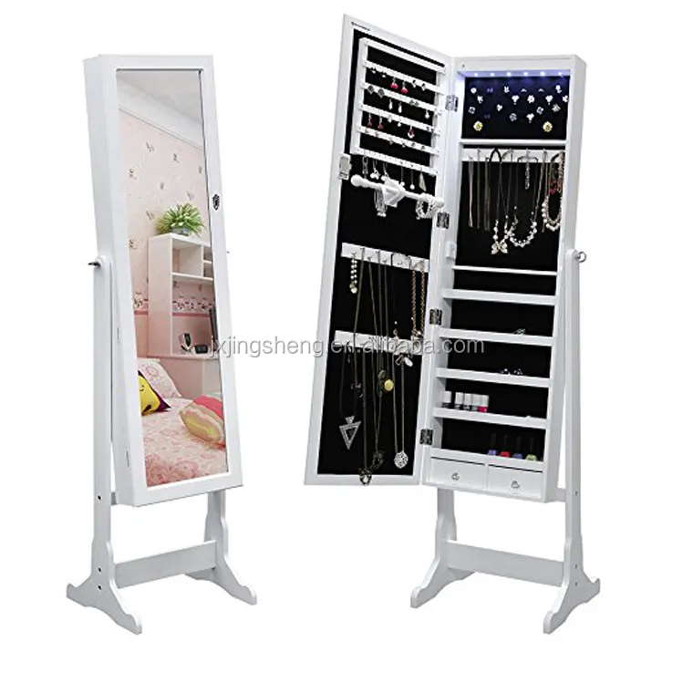 floor standing rotating mirror jewelry cabinet living room cabinets,white jewellery cabinet