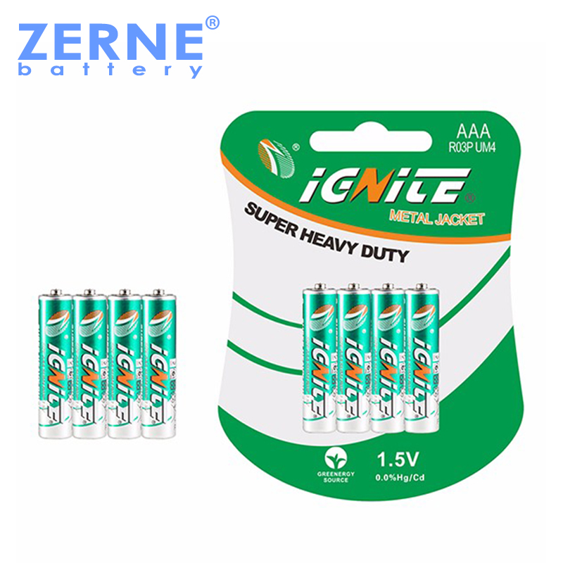 Металлическая куртка 1,5 v r03 um-4 AAA углеродная сухая батарея