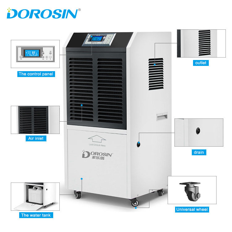 Dorosin 90 литров Автоматическая Humidistat Control Мобильная воздушная сушилка со встроенным гигростатом