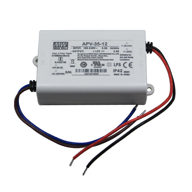 Оригинальный бренд Mean Well представляет 12V 3A открытый источник питания светодиода APV-35-12 36 Вт светодиодный драйвер