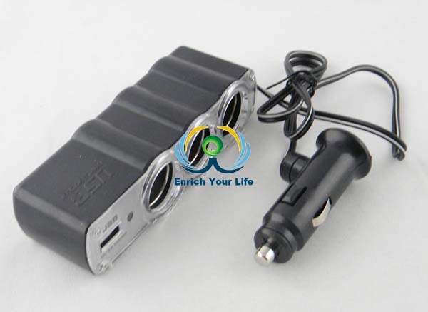 Новый PL12V3US разъем в автомобиле от 1 до 3 прикуриватель мультипликатор с USB зарядным устройством