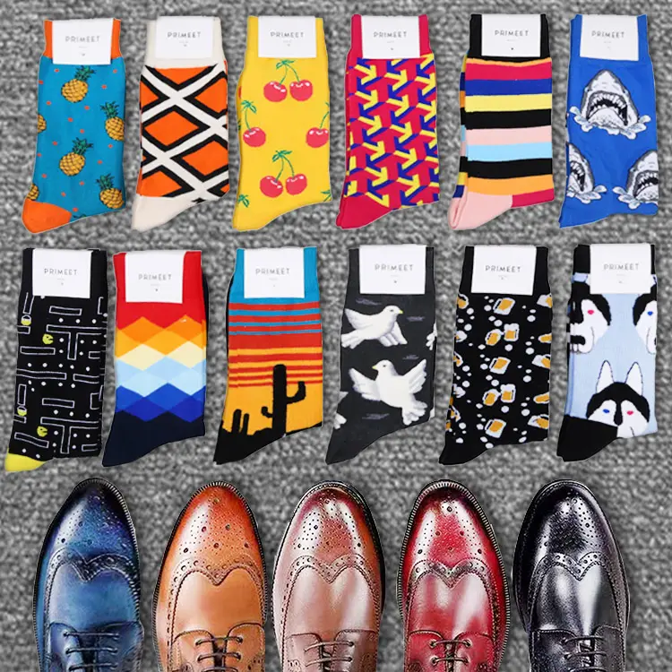2020 Wholesale fashion custom gift box jacquard socks happy animal socks men socks