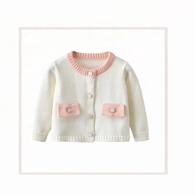 Sweety Girl's Cotton Cardigan Crew Neck Toddler Girls Sweater Jackets