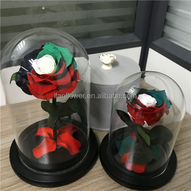 UAE flag wholesale preserved roses in glass dome for national holiday