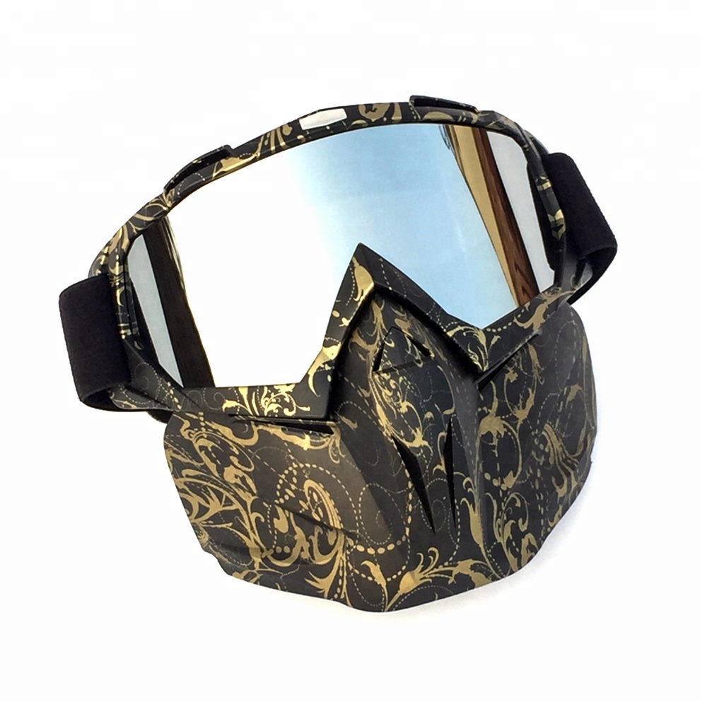 Motorcycle Face Mask Helmet Goggles Ski Bike Motocross Motor Glasses with Detachable Mask Style Motorbike Helmet Lens