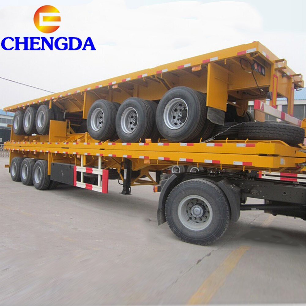 Shipping Container 20Ft 40Ft 3 Axle 4Axke 40Ton Used Flatbed Trailer