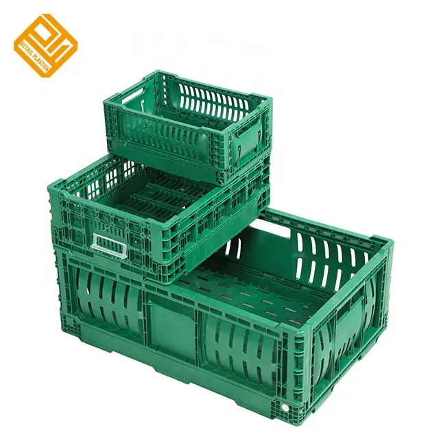 supermarket storage container plastic folding stackable collapsible vegetable fruit crate