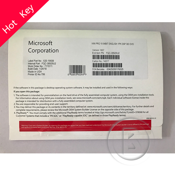 Windows 10 профессиональный OEM полного пакета английский язык бесплатная экспресс-доставка DHL продается горячим
