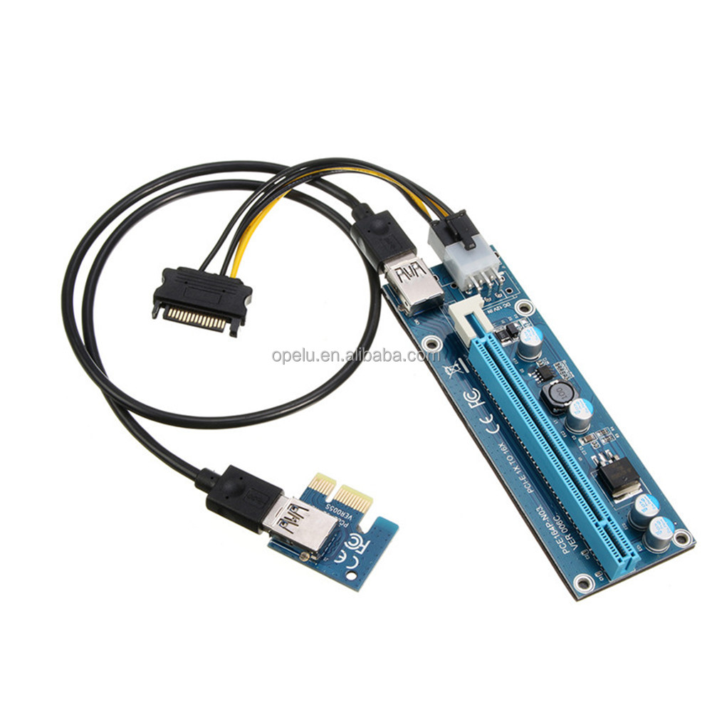 PCI-E PCI E Express X1 для X16 видеокарта Riser Extender кабель адаптер 6-контактный источник питания