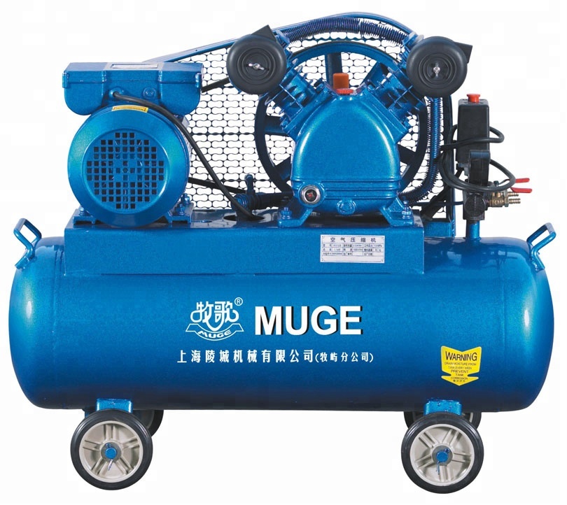 Лучшая Цена 2HP 100L мобильный 2 цилиндра V-0.12 поршневой ремень приводной воздушный компрессор с колесами