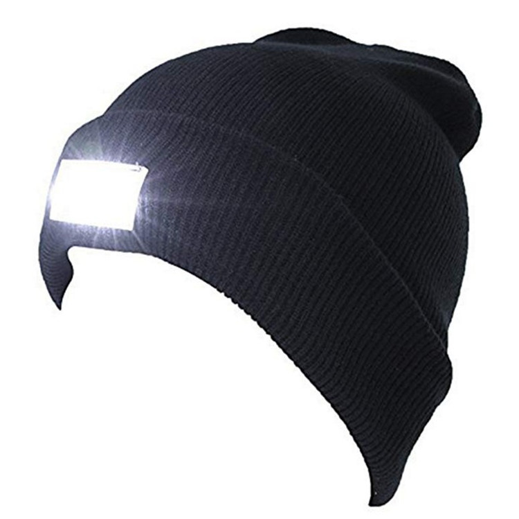 Factory USB Rechargeable Knit Hat Warm Beanie Hat with LED Light