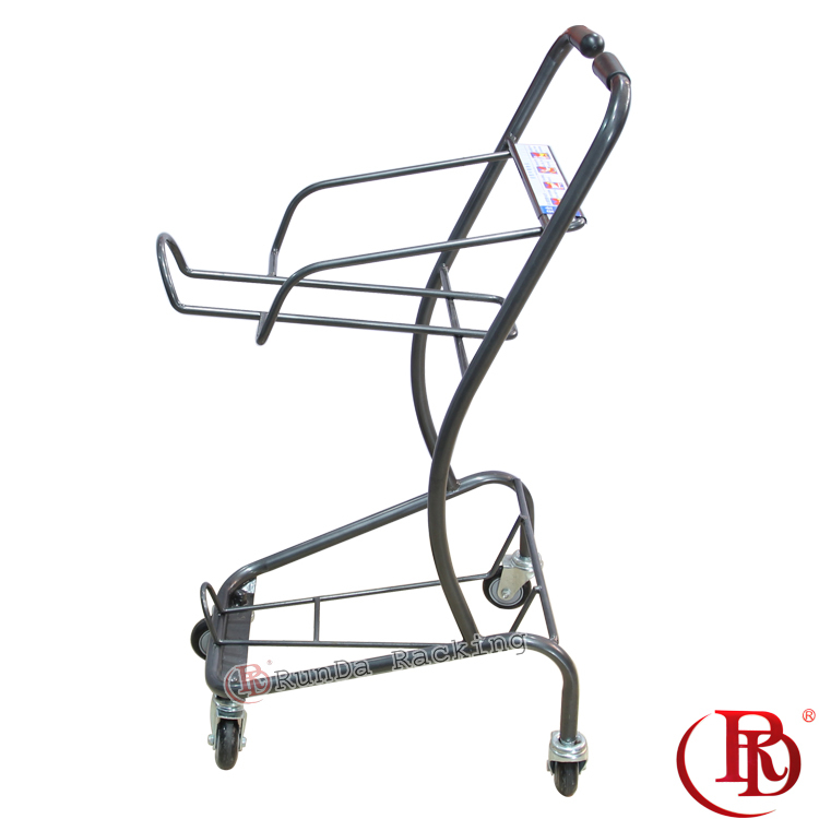 supermarket cart Metallic trolley cart retail 2-tier shopping cart
