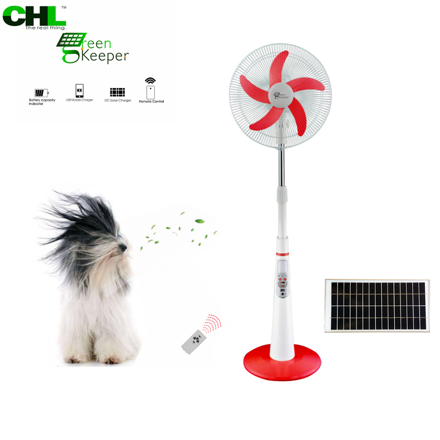 best seller AC DC 16 inch CE Certification and Plastic Material solar rechargeable oscillating stand fan