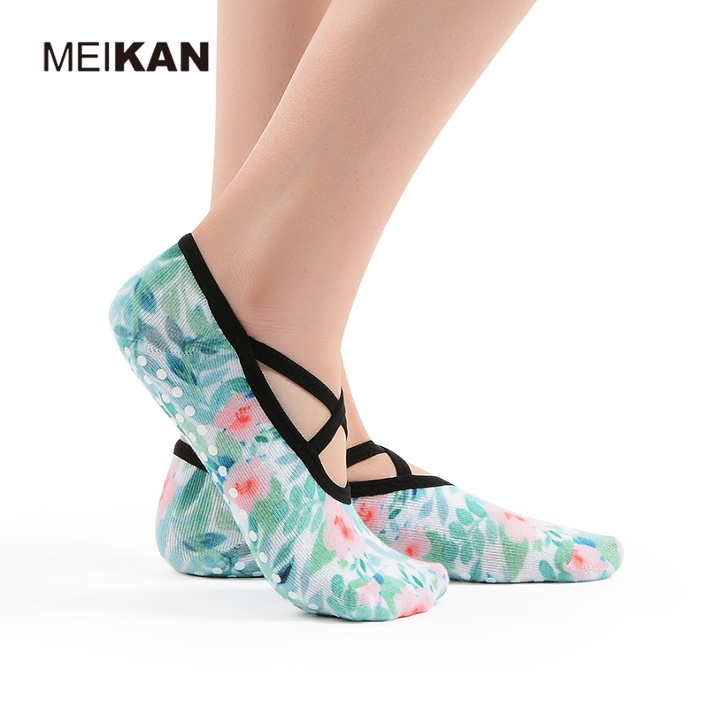MEIKAN Оптовая Продажа Красочные Хлопок Coolmax нескользящие Йога Sox для мужчин женщин Пользовательские Нескользящие батут сцепление печатных