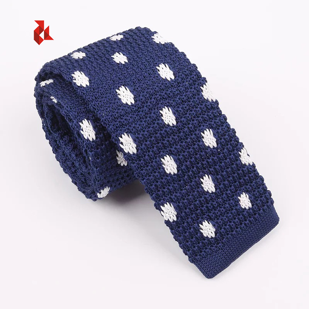 Various Color Navy Jacquard Flat Knit Ties Narrow Necktie