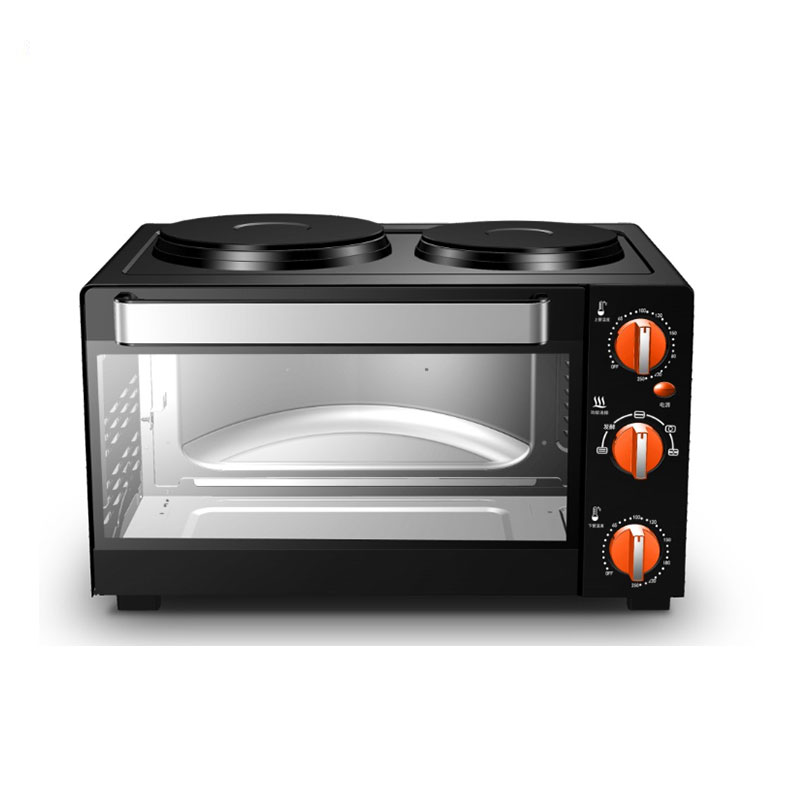 Made in China small kitchen appliance 23L mechanical black pizza bread baking ovens with hotplates