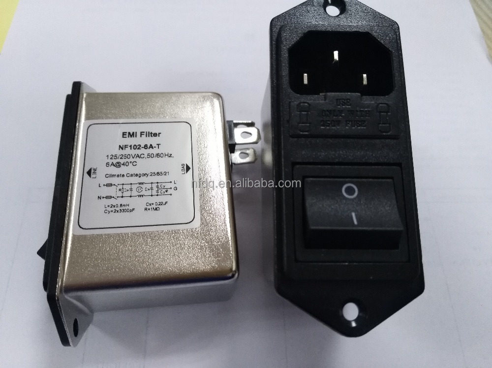 6A 250V розетка питания AC линейные фильтры с переключателем