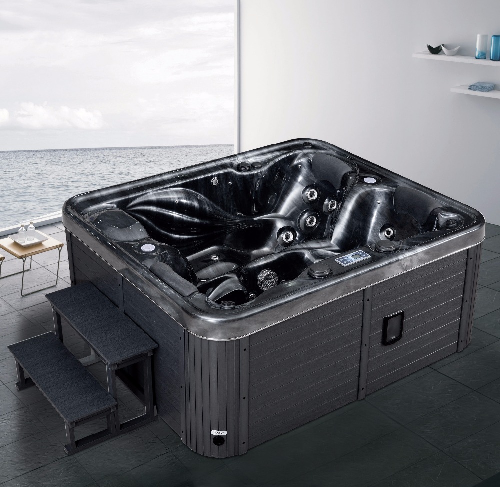 Горячая Распродажа взрослых 4-х местные островного типа Whirlpool спа гидромассажная Ванна OEM класса люкс 4 человек акриловая воздушная струя спа массажа гидромассажная Ванна с лестницей