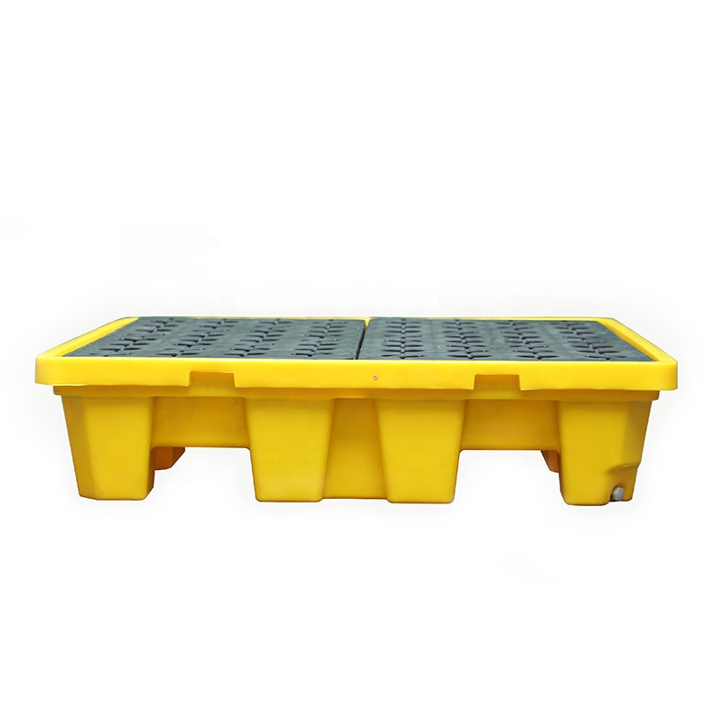 4 drum spill plastic pallet with bulit-in drain spill containment tray