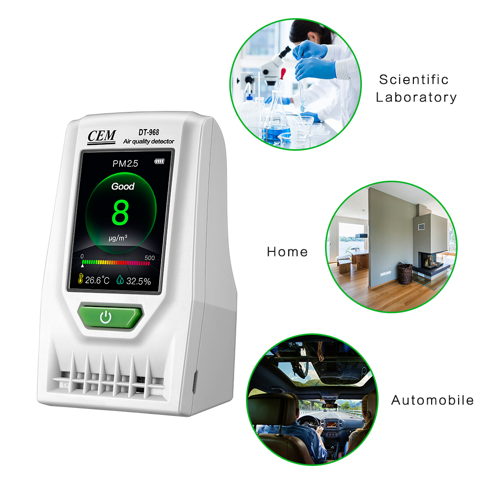 CEM DT-968 комнатный PM2.5 детектор качества воздуха мониторинг в реальном времени PM2.5/PM10 с температурой воздуха и влажностью