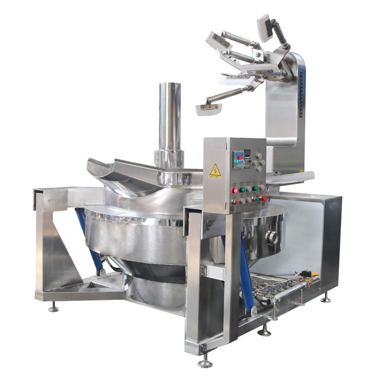 Automatic industrial cooking pots with mixer for food on hot sale.