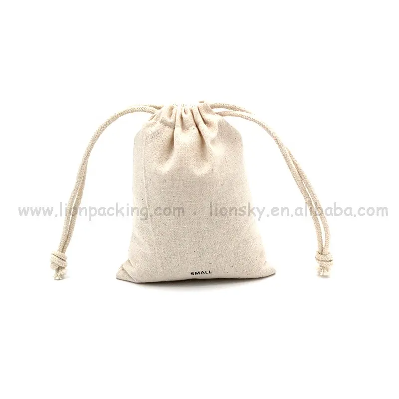 Custom logo Eco-friendly Drawstring recycle organic cotton drawstring gift pouch