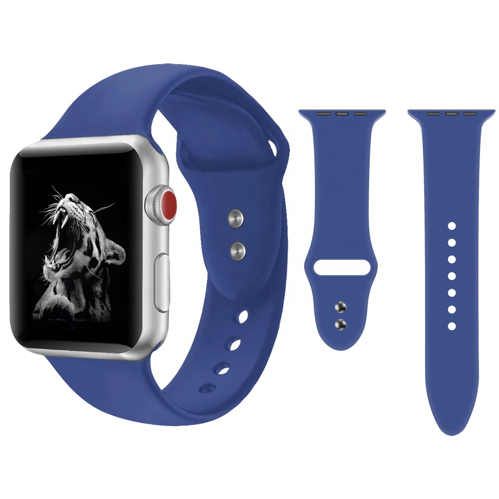 For Apple Watch Band 38MM 42MM 40MM 44MM, Replacement Silicone Rubber Watch Band Strap for Iwatch Sport Watch Band