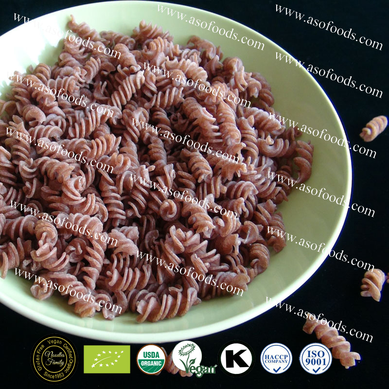 Органическая безсахаристая красная рисовая паста fusilli