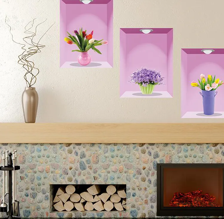 New Flower Waterproof 3D Reusable Sticker For Home Decor