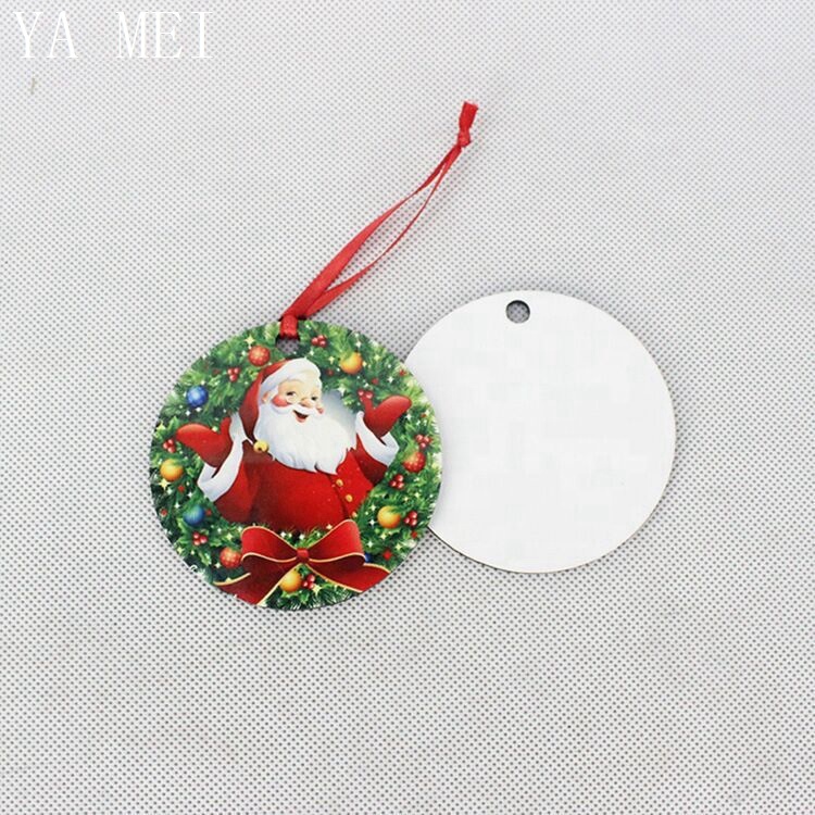 flat Christmas ornaments wooden sublimation mdf shapes xmas tree decorations products wholesale