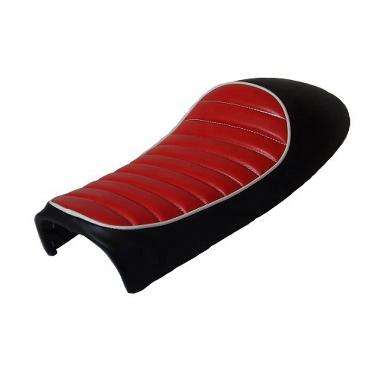 Детали для Кафе Racer ABS жесткое мотоциклетное сиденье красный + черный кожаные сиденья стиль Hump