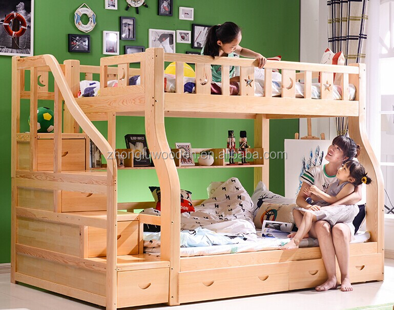 Wholesale kids furniture pine wood bunk bed for children for hot sales